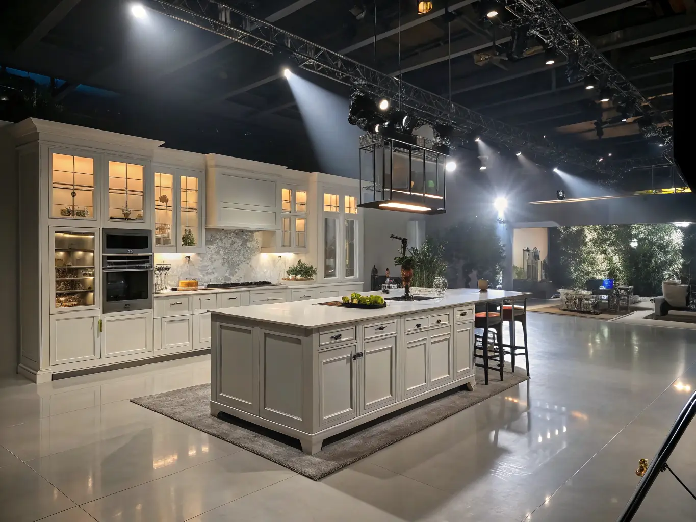 A bright, modern kitchen design rendering showcasing an open layout with a large island, stainless steel appliances, and sleek cabinetry, emphasizing the spaciousness and functionality of the design.